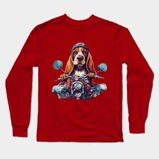 Cute basset hound biker dog gift ideas Long Sleeve T-Shirt